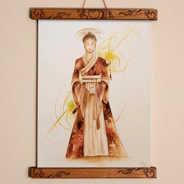 Femme Kamicha - Dorures à la main - Format A4