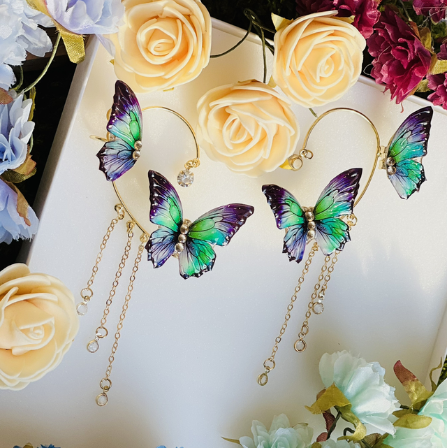 Papillons turquoises violet complet