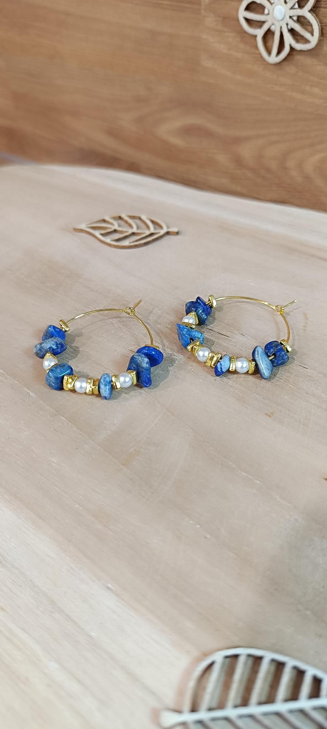 Boucles d'oreilles - Pierres naturelles dorée