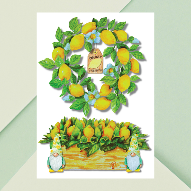 Impression d'Art Jardin de Gnomes Citron - Décoration Fantaisiste  / Lemon Gnomes Garden Art Print - Whimsical Home Decor
