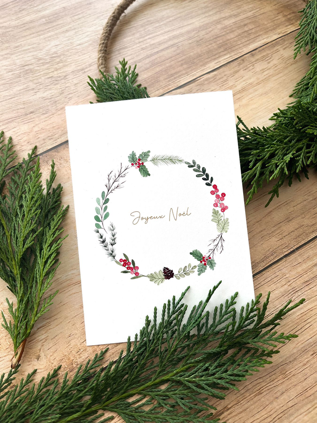 Carte de voeux - Couronne Joyeux Noël 