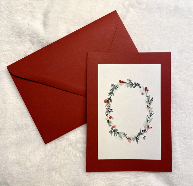 Doppelkarte - Weihnachtlicher Grusskranz