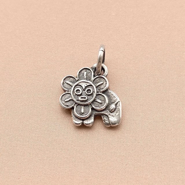 Funny Lion Necklace  - Sterling Silver Lion-Flower - Unique Charm - 925 Lion - Flower Pendant - Medieval Charm