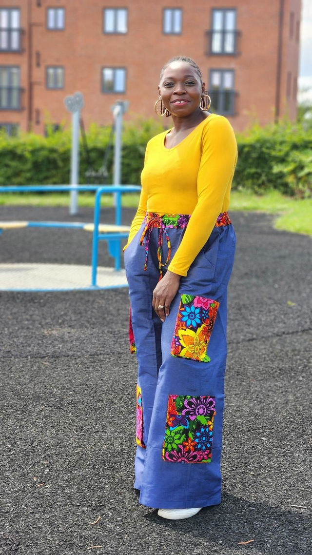 Denim & Ankara Cargo Pants