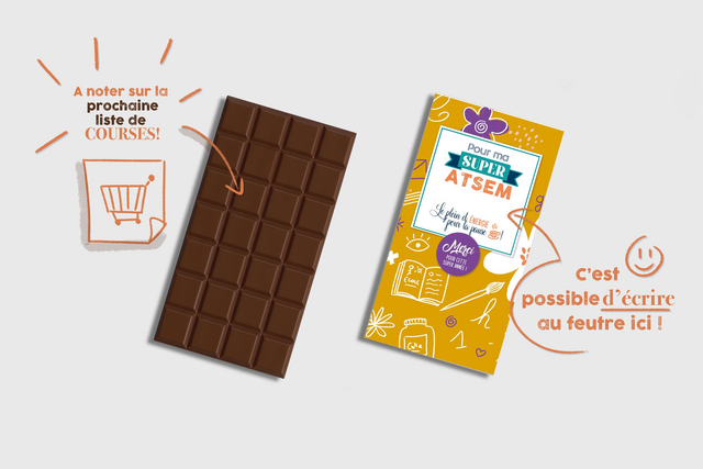 Emballage de tablette de chocolat - Merci ATSEM - HOMME OU FEMME