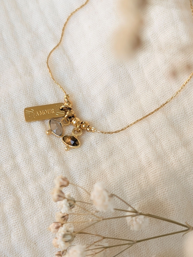 Collier AMOUR oeil facetté