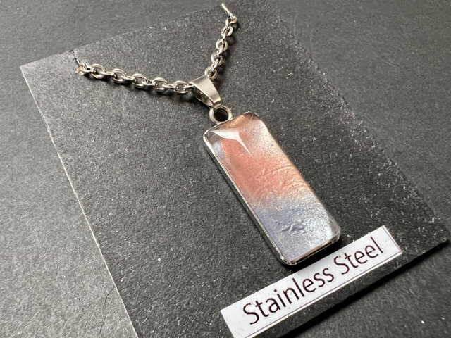 Pink &amp; Silver Rectangle Necklace | Stainless Steel