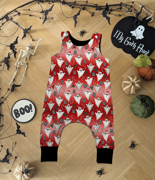 Christmas Red Ghosts Childrens Romper