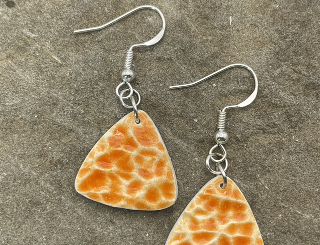 Orange crackle triangle danglies 