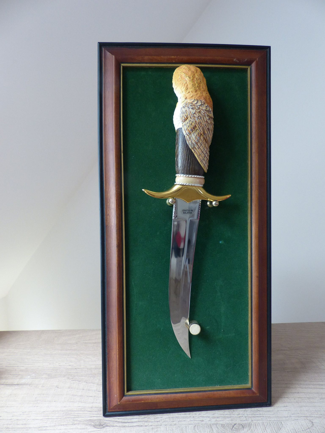 Dague Couteau Poignard de Chasse Collection Chouette Effraie Vintage fabriquée en Malaisie Art Animalier, Cadeau Chasseur, Décoration Murale