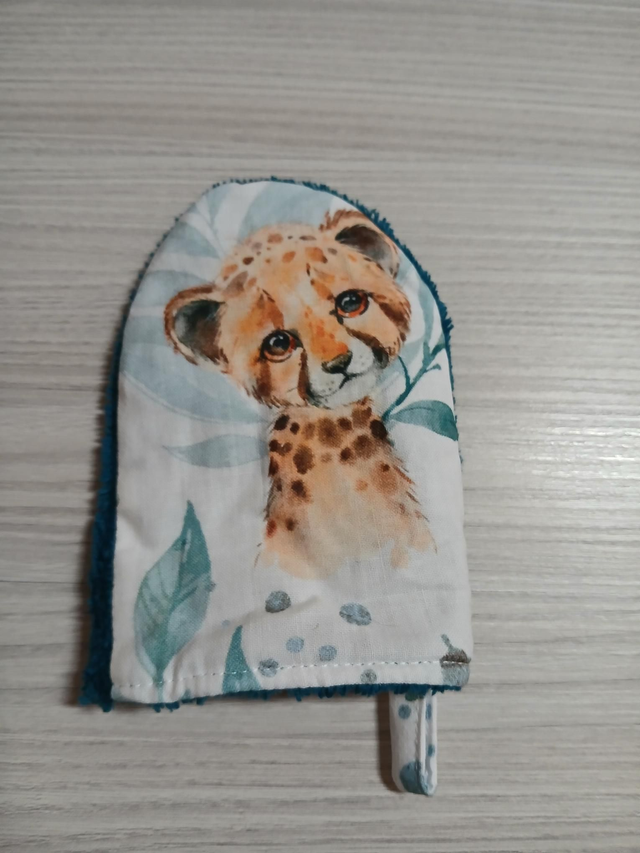 Gant de toilette enfant savane bleu