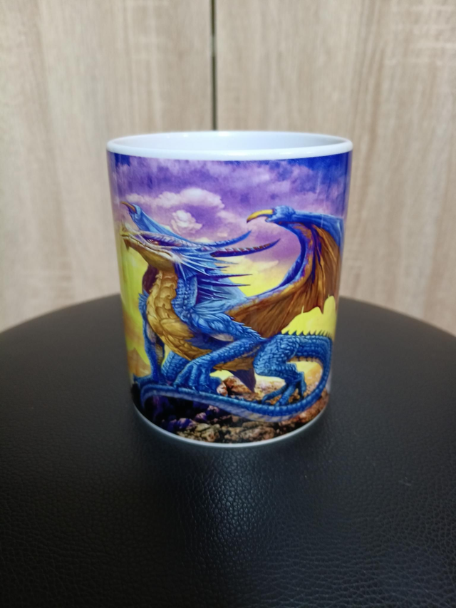 11 Oz Keramik Tasse Blauer Drache mit Schiff 325ml