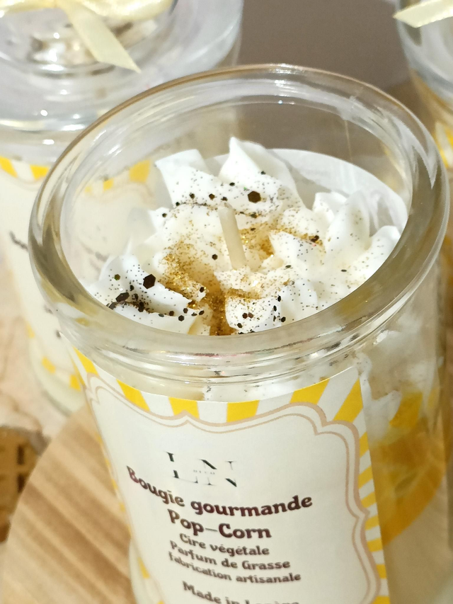 Bougie bonbonnière gourmande pop-corn