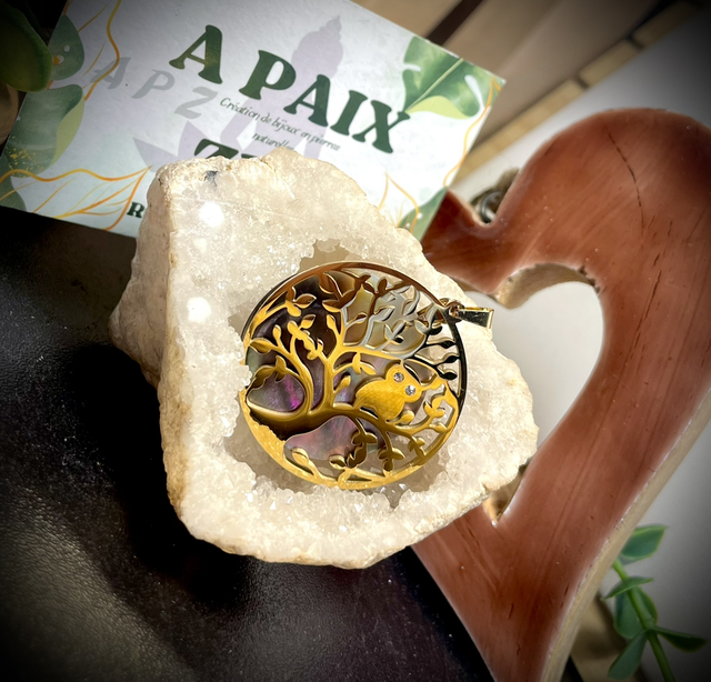 Pendentif Arbre de Vie Coquille d’Ormeaux Hibou*