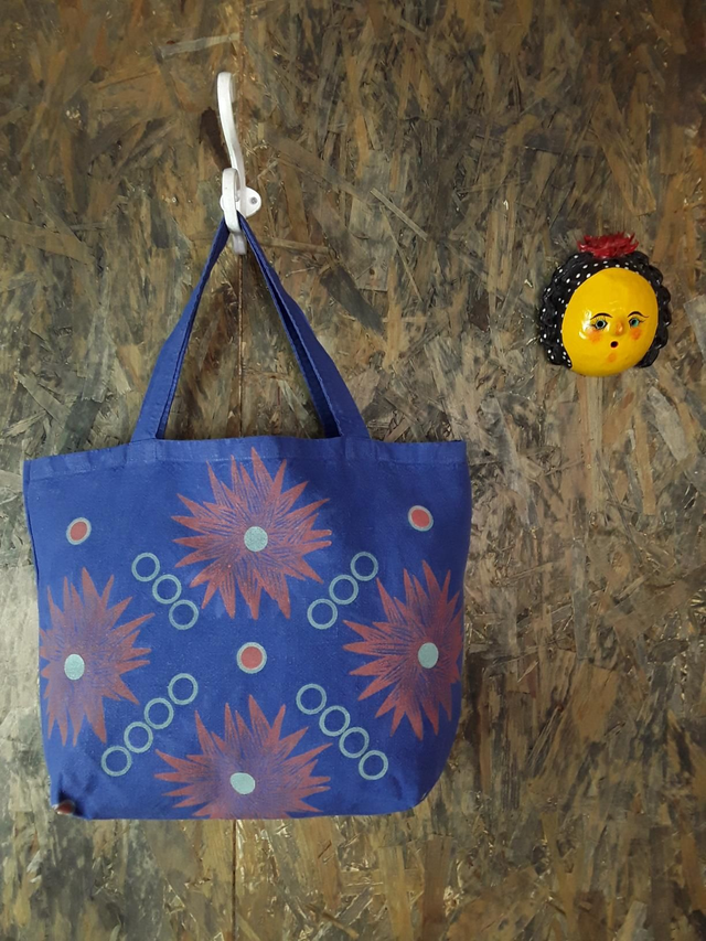 Cabas  en lin bleu cobalt DAHLIA DECO 