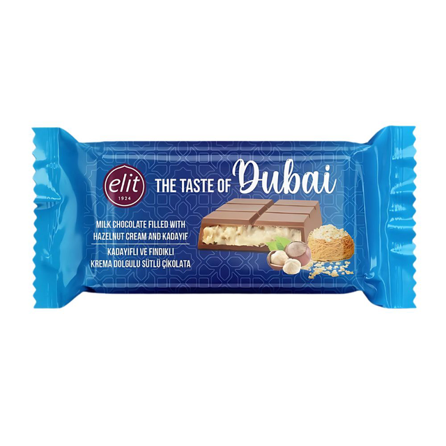 Dubaï Chocolat au lait fourré à la crème de noisette et Kadaïf – 90g