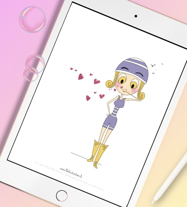 Pluie d’amour - Ophélie envoyant des cœurs