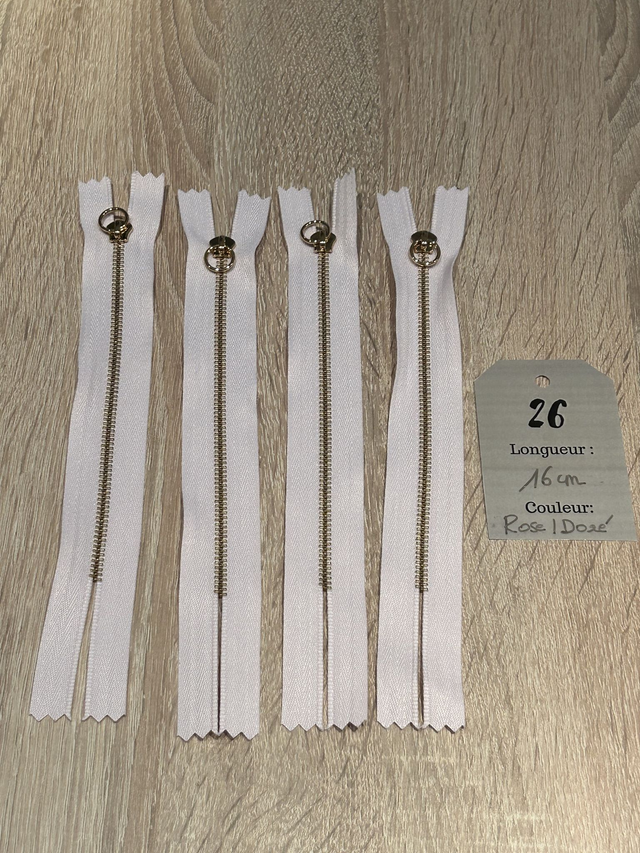 Fermetures éclair métallique rose doré 16cm