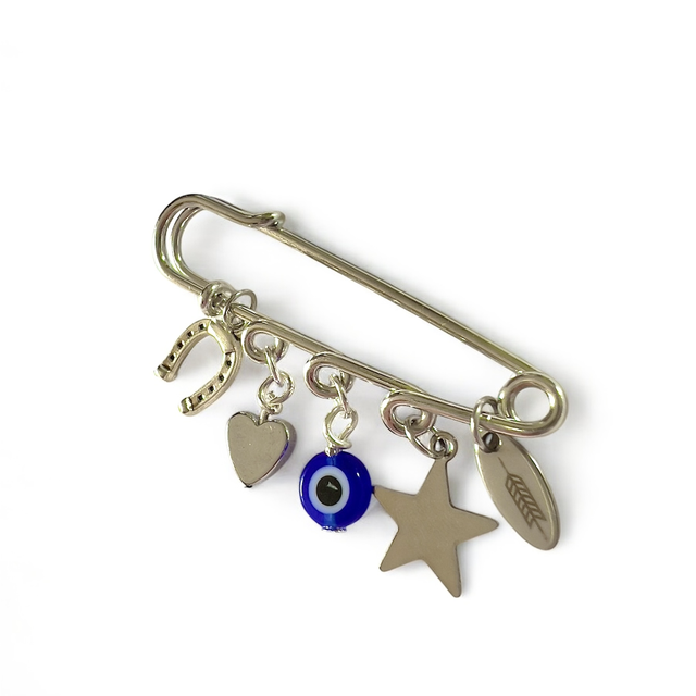 GOOD EYE Broche argentée et ses 3 CHARMS bonnet 