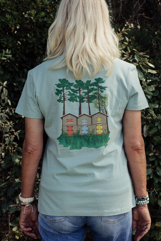 CABANES - T-SHIRT COL V VERT JADE