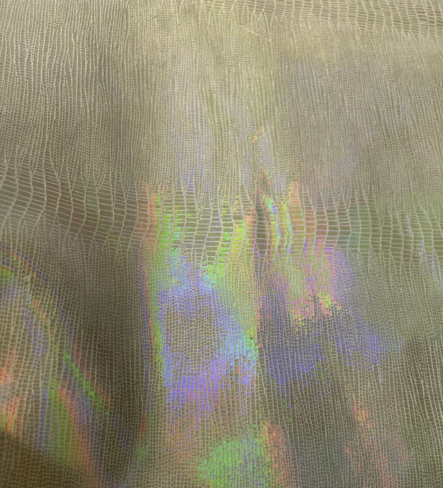 Chute de cuir vert irisé holographique