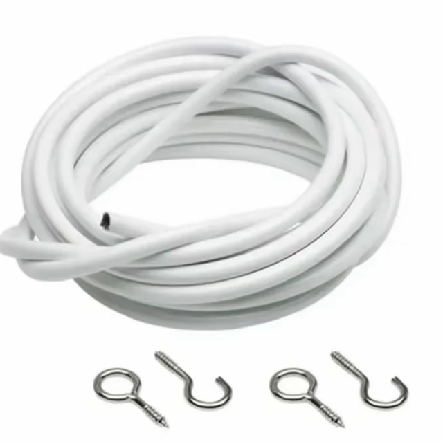 Net Curtain Wire including Hooks &amp; Eyes 1-30Metres