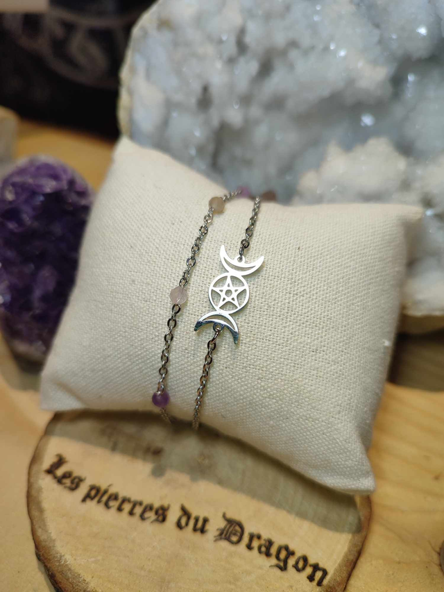 bracelet double triple lune wicca