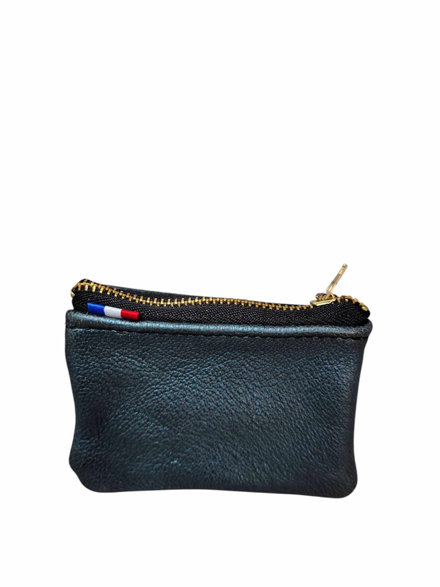 Porte-monnaie  zippé - bleu métallisé
