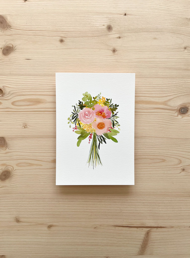 Affiche aquarelle A5 - Bouquet champêtre