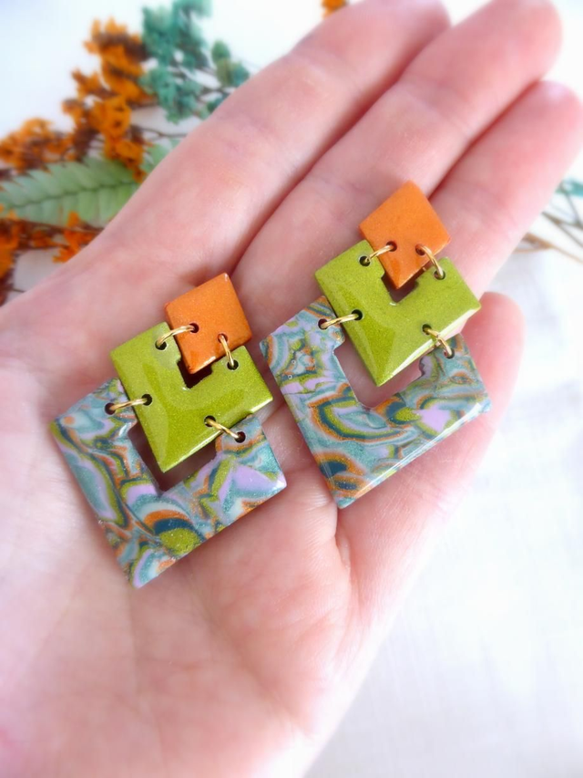 Boucles d'oreilles losanges - Jungle Pop