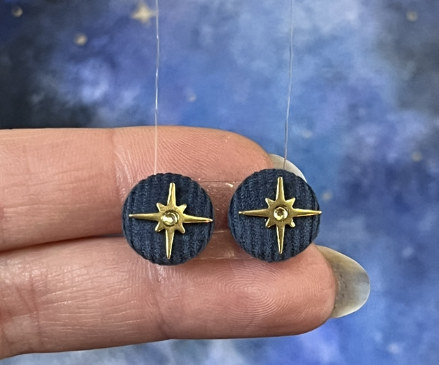 Babys velours bleu avec étoiles dorées et strass