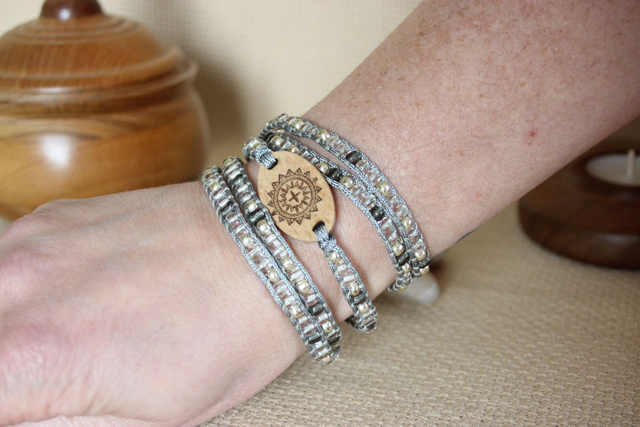 Bracelet bois et perles verres