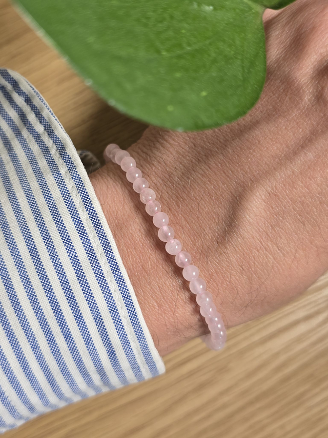 Bracelet Quartz rose, perles de 4 mm (Qualité AB)