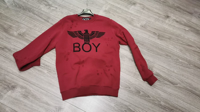 465BL8830 - BOY London Felpa girocllo stampa strappi al lasere