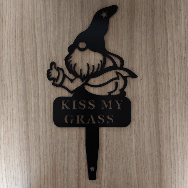 Kiss My Grass Gnome Garden Spike
