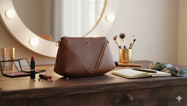 Trousse à maquillage marron (Verchini)