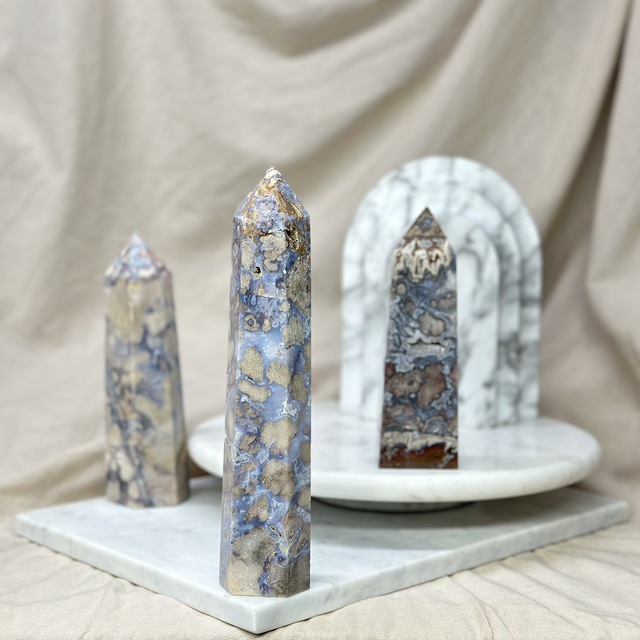 Blue Flower Agate Tower #6