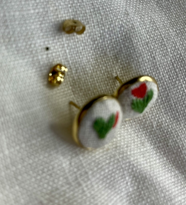 Boucles d’oreilles Marcelle plate verte/coeur