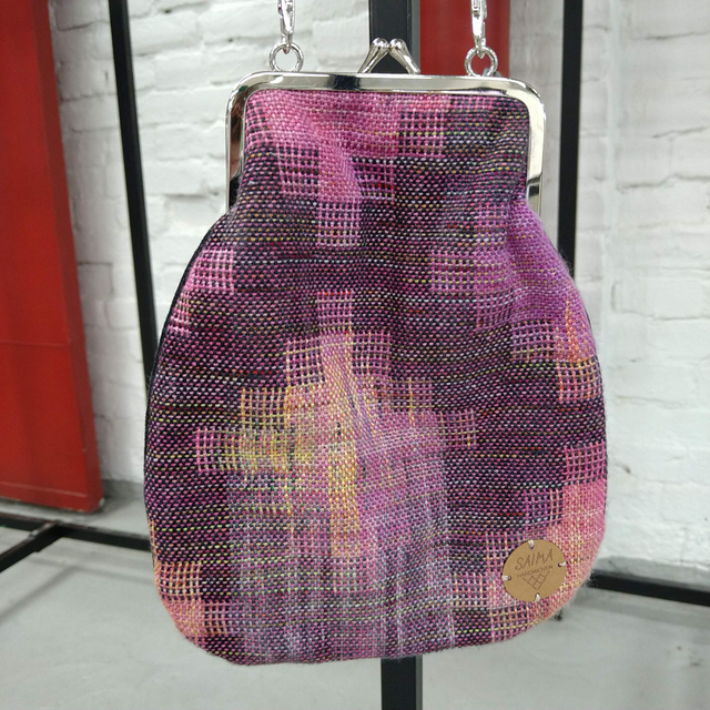 Laukku, silkkinen pinkki-keltainen