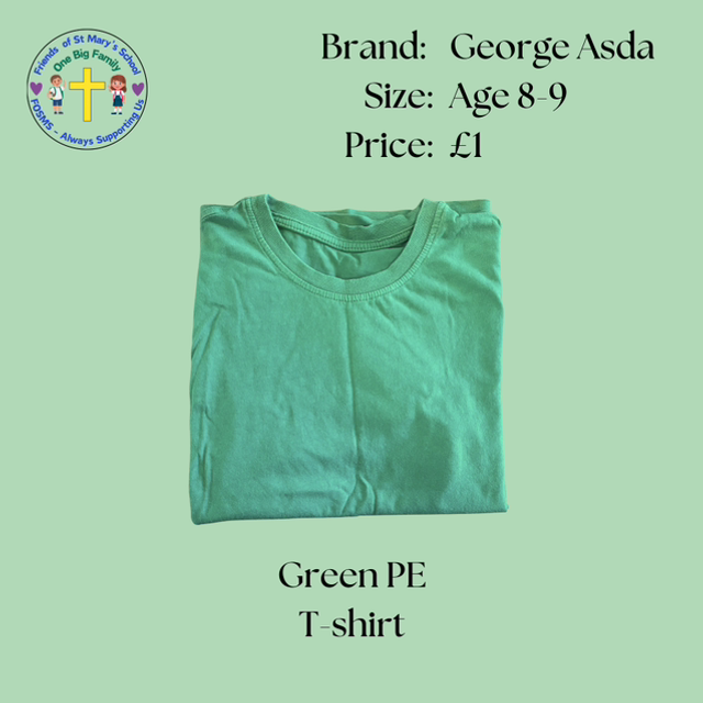 Green PE T-shirt - George - Age 8-9
