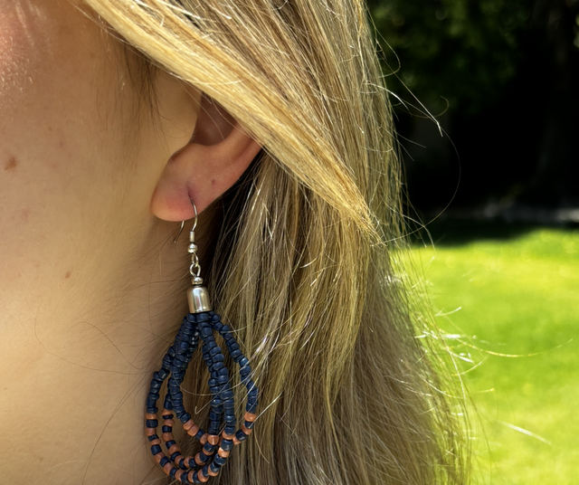 Aros mostacillas múltiples azul