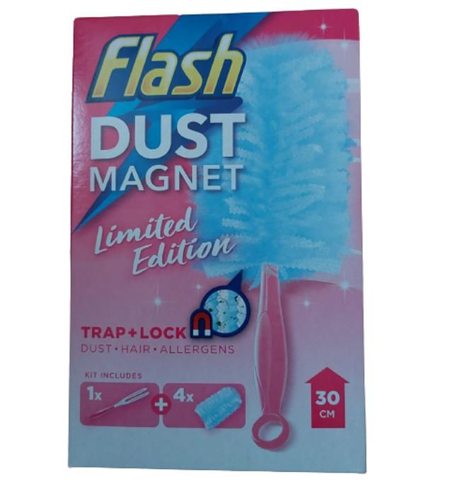 Flash Limited Edition Pink Dust Magnet Duster Starter Kit -1 Handle + 4 Refills