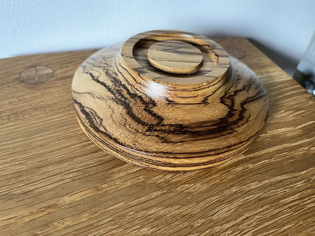 African bowl hand-turned from zebrano wood.