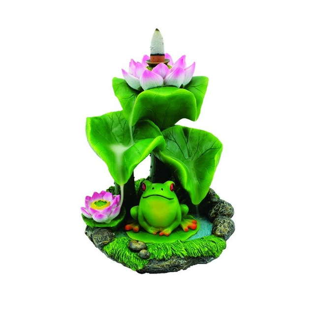 Porte encens à refoulement grenouille verte