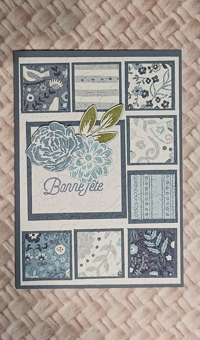 Mosaïque de bleu floral Bonne Fête