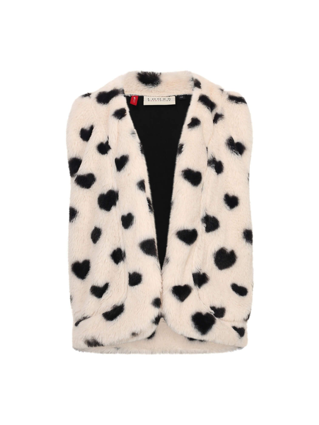 Dove White Little heart fur gilet
