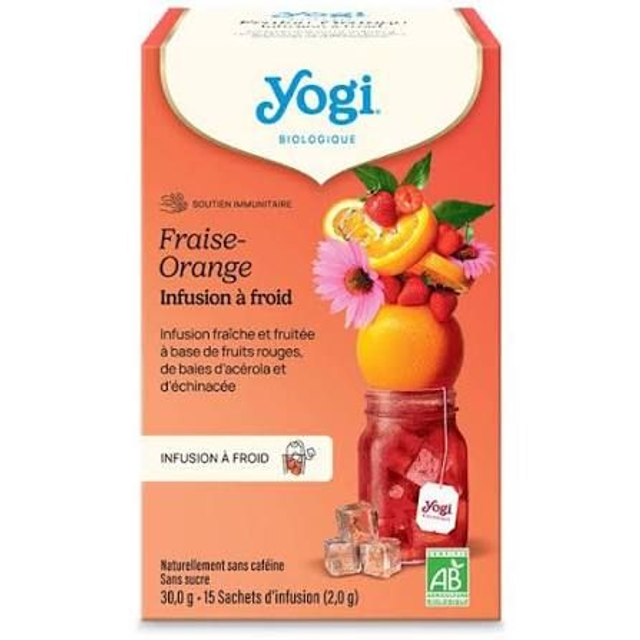 Yogi Tea Fraise-Orange BIO | Infusion à Froid 15 Sachets 