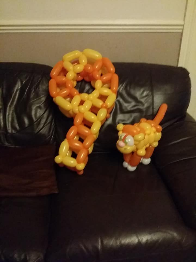 Number Nine (9th) Cat Balloon Sculpture - Orange