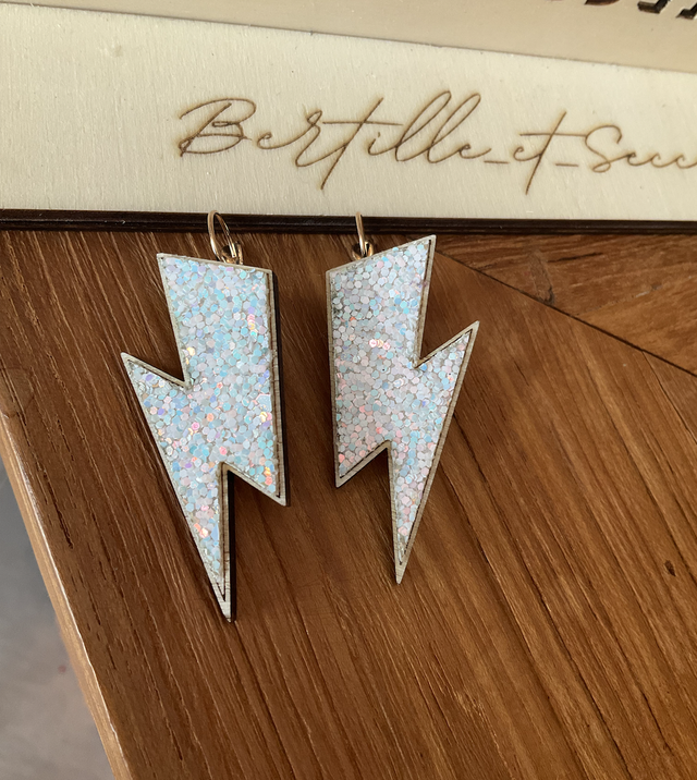 boucles d&#039;oreilles &quot;les Zéclairs&quot; de B&amp;S - blanc