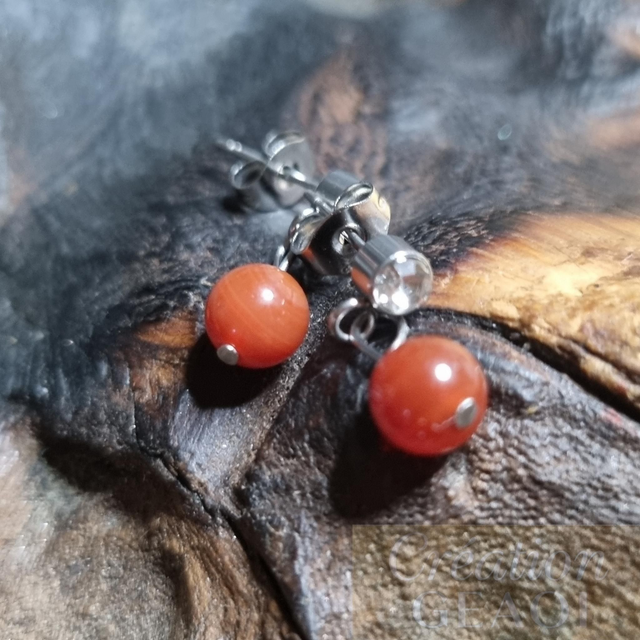 Puces Strass agate rouge cornaline 
